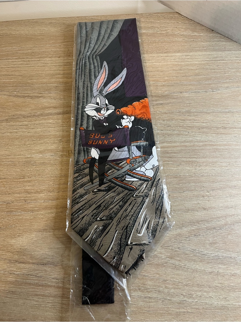 Bugs Bunny Director Tie - Gray and Purple Cartoon Design